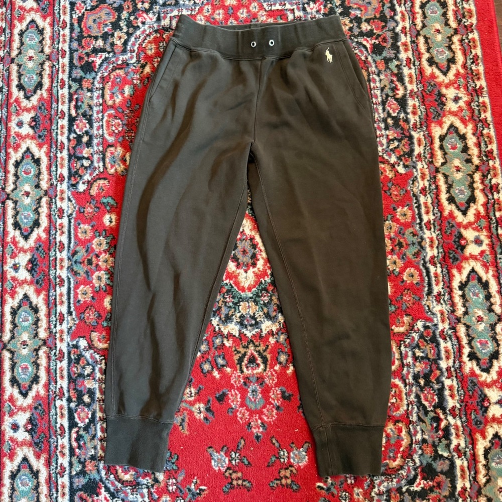 Polo Ralph Lauren Mens Joggers Dark Brown Olive Fleece Sweatpants Pony Logo S